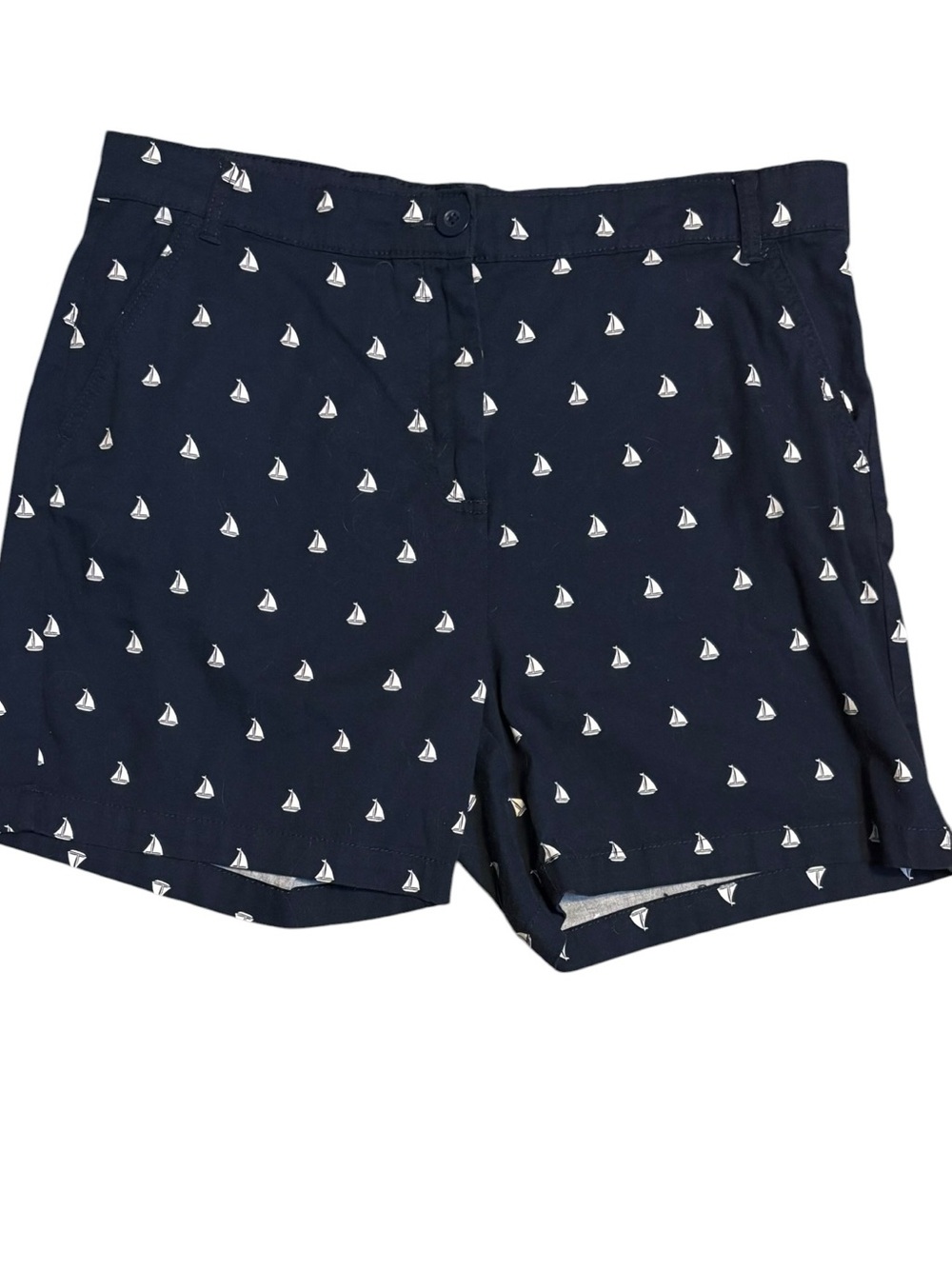 Caribbean Joe Sailboat Print Shorts Navy Coastal Preppy Size 12
